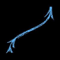 Up arrow with feathers color. Hand drawn chalk arrow. vector