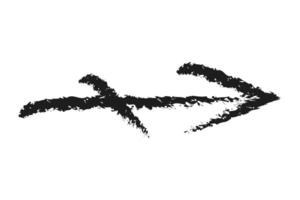 Right arrow with slash. Hand drawn charcoal arrow. vector
