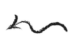 Simple wavy left arrow. Hand drawn charcoal arrow. vector