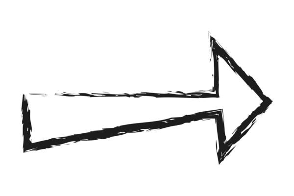 Charcoal contour thick arrow right. Hand drawn arrow.
