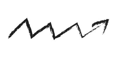 Zigzag up right arrow. Charcoal hand drawn illustration. vector