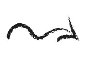 Simple wavy right arrow. Hand drawn charcoal arrow. vector