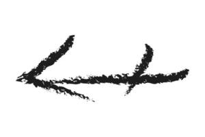 Left arrow with slash. Hand drawn charcoal arrow. vector