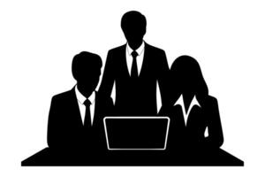 Silhouette of a Business team working together at desk in office meeting vector