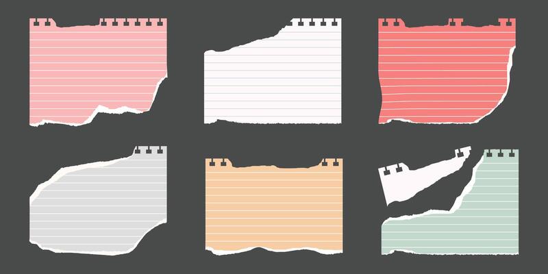 Collage Set elements for scrapbook. Trendy retro vintage paper cut, notebook sheet. Old rip torn paper collection. Craft retro gazettes, grunge papers collection. Isolated illustration
