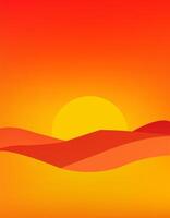 Sunset in desert background design. Wallpaper design vector