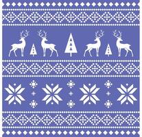 Pattern with nordic winter ornament with reindeer and snowflakes on dark blue background vector
