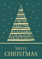 Christmas and new year postcard design with golden hand drawn christmas tree on a green background with golden christmas tree on a green background vector