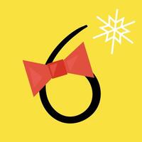 Christmas advent calendar with red bow and snowflake. 6th of december day. flat illustration vector
