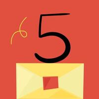 Christmas advent calendar with envelope. 5th of december day. flat illustration vector