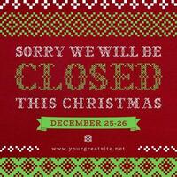 Christmas Holiday Announcement with Ugly Sweater's Knit Themed for Linkedin Post template