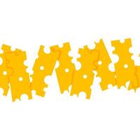 Seamless border of yellow cheese pieces with holes vector