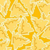 Seamless cheese pattern made of triangle pieces of cheese vector