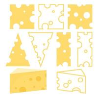 Set of different slices of cheese vector