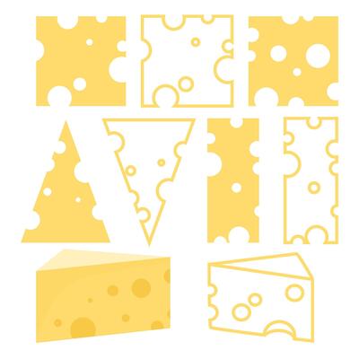 Set of different slices of cheese