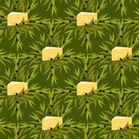 Dark green seamless pattern with olive branches and cheese vector