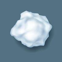 Irregular snow sphere realistic illustration. Christmas season. Ice ball used for funny winter fights 3d object on grey background vector