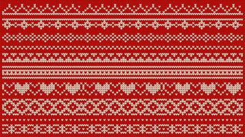 Knitted patterns for ugly sweaters decor illustrations set on red background. New Year holiday winter clothing design elements collection vector