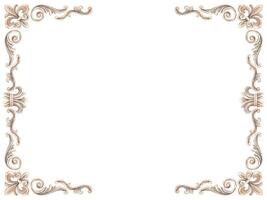 Vintage baroque frame in the form of a rectangular frame with a pattern of swirls and curls. Watercolor illustration frame for wedding, Valentine's Day, anniversary, birthday, cards, posters, banners. vector
