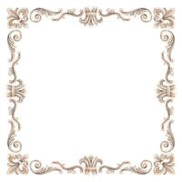 Vintage baroque border in the form of a square frame with a pattern of swirls and curls. Watercolor illustration frame for wedding, Valentine's Day, anniversary, birthday, cards, posters, banners. vector