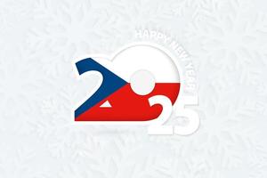 New Year 2025 for Czech Republic on snowflake background. vector