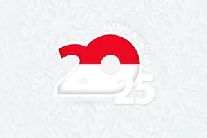 New Year 2025 for Monaco on snowflake background. vector