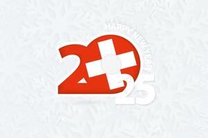 New Year 2025 for Switzerland on snowflake background. vector