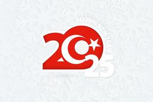 New Year 2025 for Turkey on snowflake background. vector