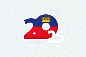 New Year 2025 for Liechtenstein on snowflake background. vector