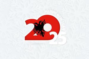 New Year 2025 for Albania on snowflake background. vector