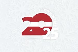 New Year 2025 for Latvia on snowflake background. vector