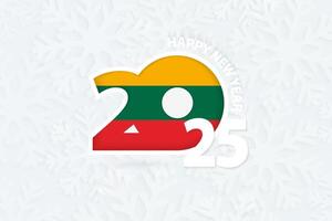 New Year 2025 for Lithuania on snowflake background. vector