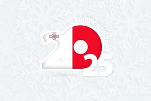 New Year 2025 for Malta on snowflake background. vector