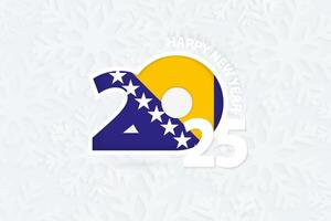 New Year 2025 for Bosnia and Herzegovina on snowflake background. vector