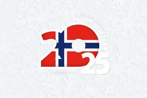 New Year 2025 for Norway on snowflake background. vector