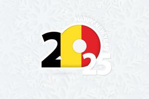 New Year 2025 for Belgium on snowflake background. vector