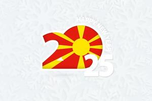 New Year 2025 for Macedonia on snowflake background. vector