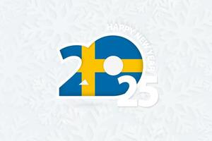 New Year 2025 for Sweden on snowflake background. vector