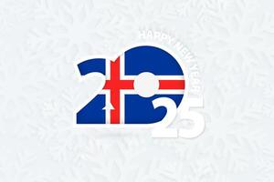 New Year 2025 for Iceland on snowflake background. vector