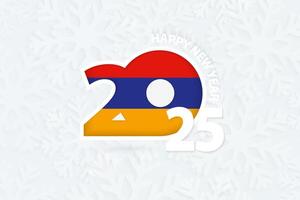 New Year 2025 for Armenia on snowflake background. vector