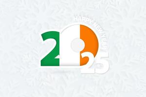 New Year 2025 for Ireland on snowflake background. vector