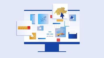 A computer monitor on a desk vector