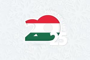 New Year 2025 for Hungary on snowflake background. vector