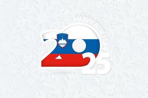 New Year 2025 for Slovenia on snowflake background. vector