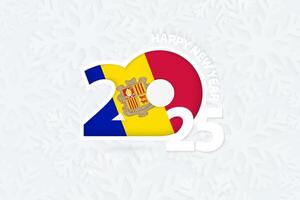 New Year 2025 for Andorra on snowflake background. vector