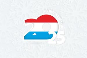 New Year 2025 for Luxembourg on snowflake background. vector