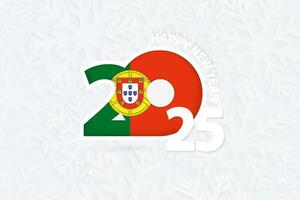 New Year 2025 for Portugal on snowflake background. vector