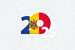 New Year 2025 for Moldova on snowflake background. vector