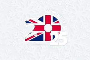 New Year 2025 for United Kingdom on snowflake background. vector
