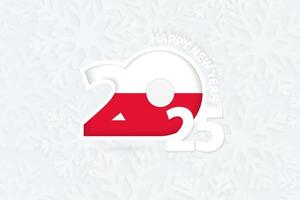 New Year 2025 for Poland on snowflake background. vector